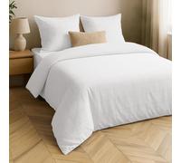 Douceur d'Intérieur Parure de lit LINELLA 3 pièces 260x240 (housse + 2 taies 63x63) blanc