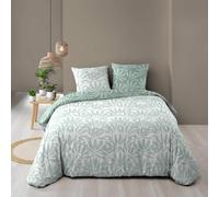 Douceur d'Intérieur Housse de couette réversible Malia 260x240 cm 100% coton 57 fils/cm² Sauge
