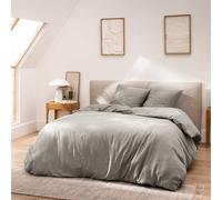 Douceur d'Intérieur Parure de lit Meline 3 pièces 260 x 240 cm 100% coton fils teints Anthracite
