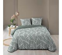 Douceur d'Intérieur Parure de lit 3 pièces Morgane 260 x 240 cm 100% coton Sauge