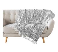 Douceur d'Intérieur, Plaid à Franges (125 x 150 cm) Flavie, Coton/Polyester Imprimé