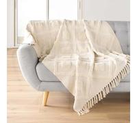 Douceur d'Intérieur, Plaid à Franges (125 x 150 cm) Inca Naturel, Coton & Polyester Tufté