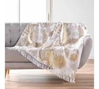 Plaid a franges 125 x 150 cm coton/polyester imprime metallisé Melisse