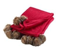 Plaid à pompons doux - 150 x 125 cm - Rouge