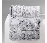 Douceur d'Intérieur, Plaid Chaud Hiver (180 x 220 cm) Antartic Gris, Imitation Fourrure et Polaire