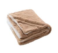 Douceur d'Intérieur, Plaid Chaud Hiver (180 x 220 cm) Foxy Sable, Imitation Fourrure & Sherpa