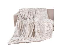 Douceur d'Intérieur Plaid Lynx – Imitation fourrure & Sherpa 180 x 220 cm Naturel