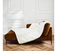Douceur d'Intérieur, Plaid Doux, 125 x 150 cm, Boudoir, Naturel, Polaire | Effet fourrure, idéal pour canapé et lit, chaud, confortable, facile d'entretien