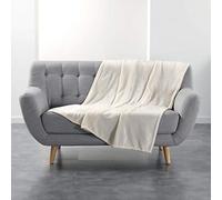 Douceur d'Intérieur, Plaid Doux (125 x 150 cm) Flanou Naturel, Flanelle Unie