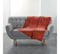 Douceur d'Intérieur, Plaid Doux (125 x 150 cm) Flanou Terracotta, Flanelle Unie