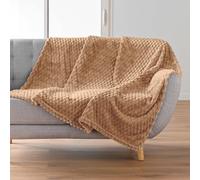 Douceur d'Intérieur Plaid Mini Frosty – Flanelle en relief, doux – 125 x 150 cm Camel