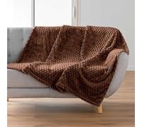 Douceur d'Intérieur, Plaid Doux, 125 x 150 cm, Mini Frosty, Choco, Flanelle | Unie, relief, idéal pour canapé et lit, chaud, confortable, facile d'entretien