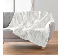Douceur d'Intérieur - Plaid doux Mini Frosty - 125 x 150 cm - Flanelle relief uni - Naturel