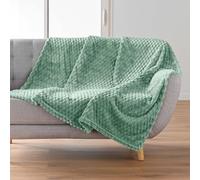 Douceur d'Intérieur, Plaid Doux (125 x 150 cm) Mini Frosty Sauge, Flanelle Relief Unie