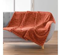 Douceur d'Intérieur – Plaid Mini Frosty – Flanelle en relief 125 x 150 cm – Terracotta