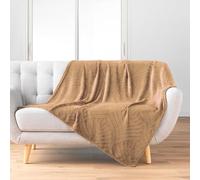 Douceur d'Intérieur Plaid doux Nelia flanelle relief unie 125 x 150 cm Camel