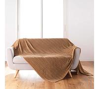 Douceur d'Intérieur – Plaid – Arya – Flanelle relief uni, doux – 180 x 220 cm – Camel
