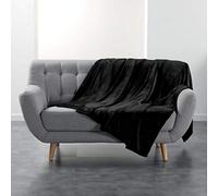 Douceur d'Intérieur Plaid doux Flanou Flanelle unie 180 x 220 cm Noir