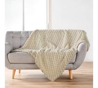 Douceur d'Intérieur, Plaid Doux, 180 x 220 cm, Frosty, Lin, Sherpa | Effet fourrure, idéal pour canapé et lit, chaud, confortable, facile d'entretien