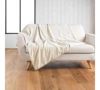 Douceur d'Intérieur, Plaid Doux, 220 x 240 cm, Wooly, Naturel, Bouclette | Uni, idéal pour canapé et lit, chaud, confortable, facile d'entretien