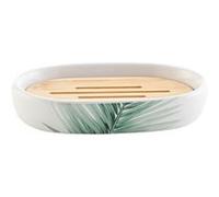 Douceur d'intérieur - Porte savon Varadero en céramique et bambou - Blanc et vert - Varadero Douceur d'intérieur Blanc G