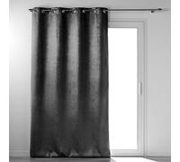 Douceur d'Intérieur, Rideau à Oeillets (135 x 240 cm) Anthea Anthracite, Occultant Velours Frappé