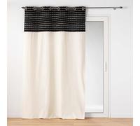 Douceur d'Intérieur, Rideau à Oeillets (140 x 240 cm) Linechic Noir, Coton Recy t Top Fil Coupé