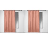 Douceur d'Intérieur, Rideau à Oeillets (140 x 240 cm) Panama Rose Poudre, Coton Uni (Lot de 2)