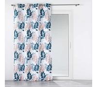 Douceur d'Intérieur, Rideau à Oeillets (140 x 260 cm) Belline Blanc/Bleu, Polyester Imprimé