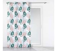 Douceur d'Intérieur, Rideau à Oeillets (140 x 260 cm) Belline Blanc/Emeraude, Polyester Imprimé