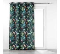 Douceur d'Intérieur, Rideau à Oeillets (140 x 260 cm) Feerie Emeraude, Polyester Imprimé