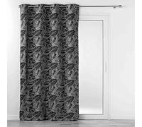 Douceur d'Intérieur, Rideau à Oeillets (140 x 260 cm) Floriss Noir, Jacquard