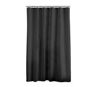 Douceur d'Intérieur, Rideau de Douche avec Crochets (180 x 200 cm) Essencia Noir, Polyester Uni