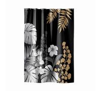 Paris Prix Rideau de douche Kelly – Polyester imprimé, 180 x 200 cm, Noir, avec crochets