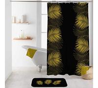 Douceur d'Intérieur, Rideau de Douche avec Crochets (180 x 200 cm) Orbella Noir, Polyester Imprimé
