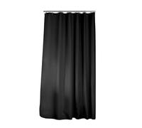 Douceur d'Intérieur, Rideau de Douche avec Crochets (180 x 200 cm) Quartz Noir, Jacquard Uni