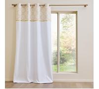 Douceur d'Intérieur - Rideau Majestia 140 x 240 cm beige, œillets, top imprimé métallisé