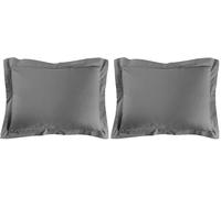 douceur d'intérieur, Taie d'oreiller (50 x 70 cm) Lina Anthracite, 100% Coton (Lot de 2)