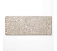 Tapis de Bain 50 x 120 cm - Microfibre Unie Relief Ricochet - Ultra Doux & Absorbant Taupe