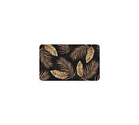 Douceur d'intérieur Tapis D'entrée D'intérieur Rectangle Imprimé Feuilles goldena - Noir Et Doré - 45 X 75 Cm
