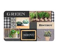Douceur d'Intérieur, Tapis Rectangle (45 x 75 cm) Green Bistrot Gris, Mousse Imprimée