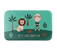 Douceur d'Intérieur, Tapis Rectangle (45 x 75 cm) Leo L'Explorateur Vert, Velours Imprimé
