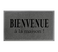 douceur d'intérieur, Tapis Rectangle (45 x 75 cm) Maison Gris/Noir, PVC