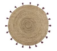 Tapis Déco Rond en Jute "Shira" 120cm Bordeaux Rouge G