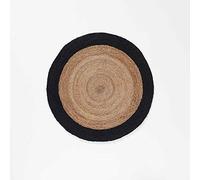 Paris Prix – Tapis déco rond Salem – Jute bicolore Ø90 cm – Noir