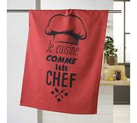 Douceur d'Intérieur, Torchon (50 x 70 cm) comme Un Chef Rouge, Coton Imprimé