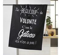 Douceur d'Intérieur – Torchon de cuisine Gourmandise – 50 x 70 cm Coton imprimé Noir