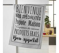 Douceur d'Intérieur – Torchon de cuisine Popote – Coton imprimé 50 x 70 cm Gris