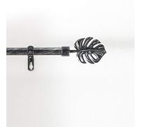 Douceur d'Intérieur, Tringe Extensible en Kit Complet (120 < 210 cm) Tropi Noir/Argent, Patiné