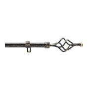 Douceur d'Intérieur, Tringe Extensible en Kit Complet (120 < 210 cm) Twisty Noir/Or, Patiné